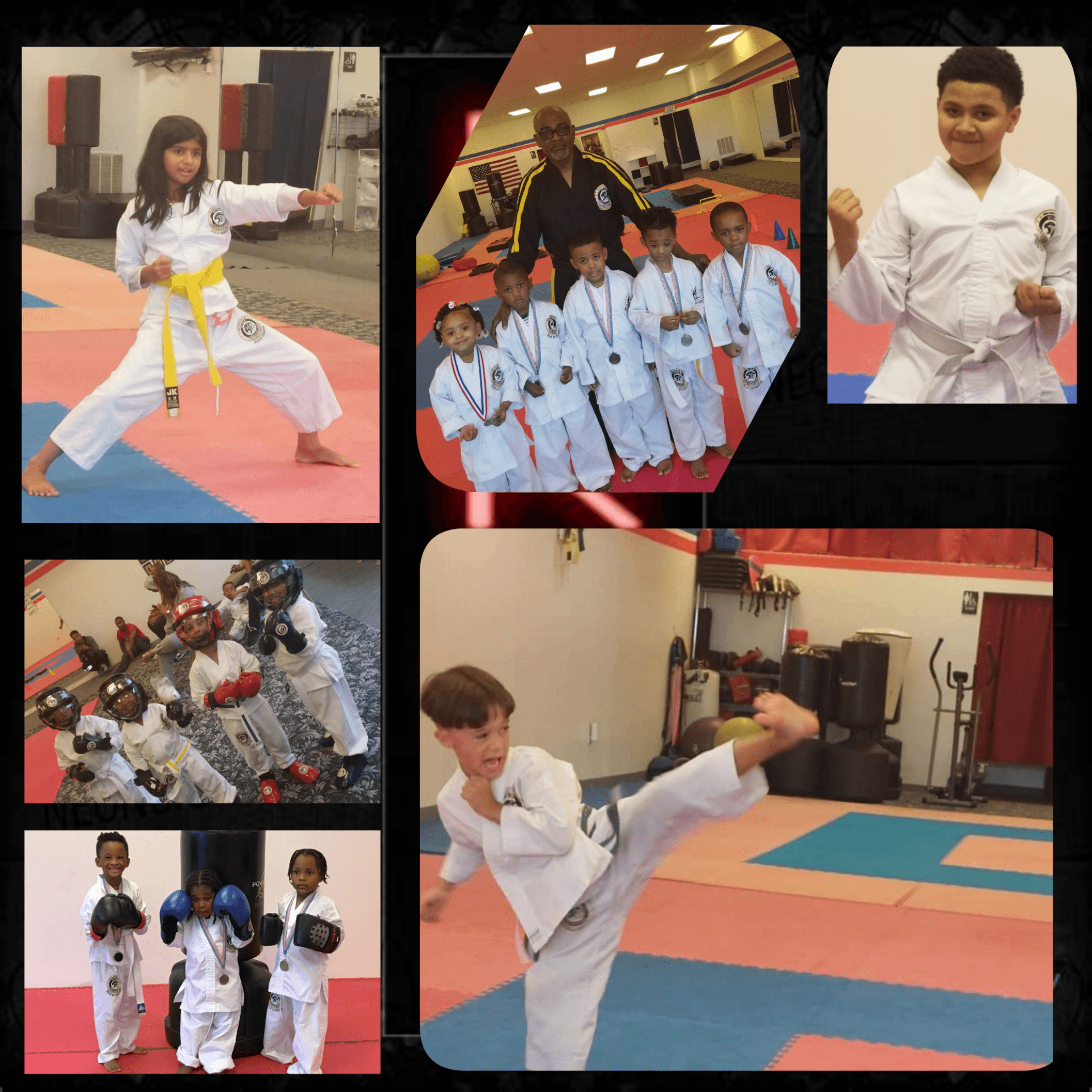  kids doing a martial arts performance